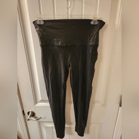 SPANX Pants - SPANX Faux Leather Look Leggings Black Size 1X High Waist